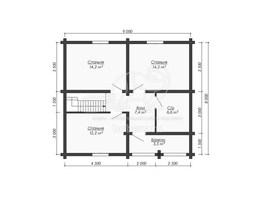 Пример планировки дома из бревна
