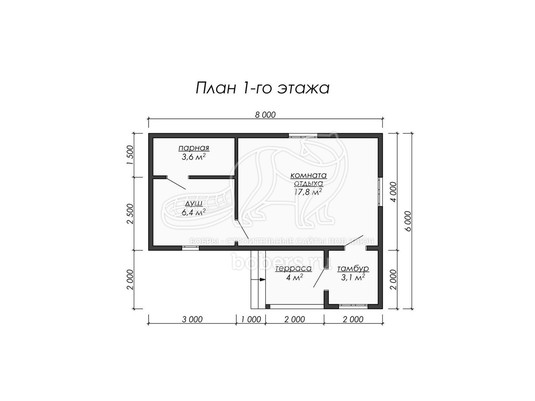 3d проект ББ002 - планировка 1 этажа