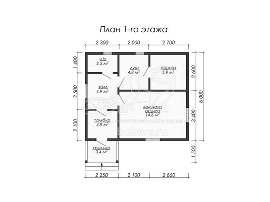 3d проект ББ011 - планировка 1 этажа