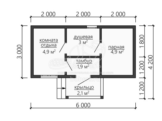 3d проект ББ042 - планировка 1 этажа</div>