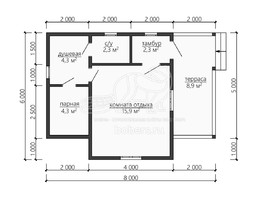 3d проект ББ047 - планировка 1 этажа