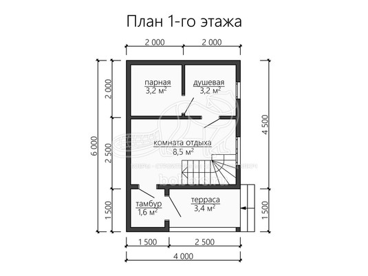 3d проект ББ050 - планировка 1 этажа