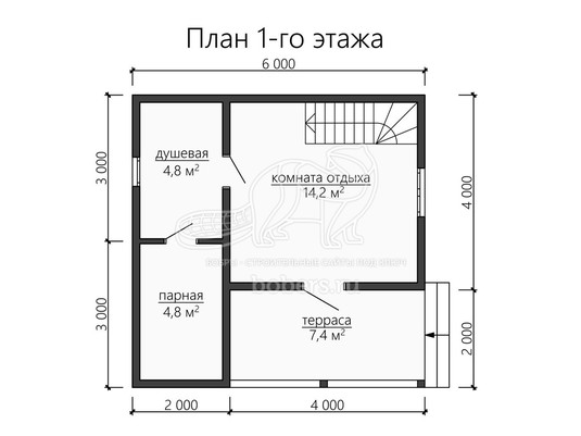 3d проект ББ056 - планировка 1 этажа
