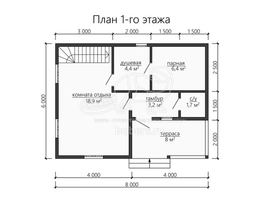 3d проект ББ058 - планировка 1 этажа