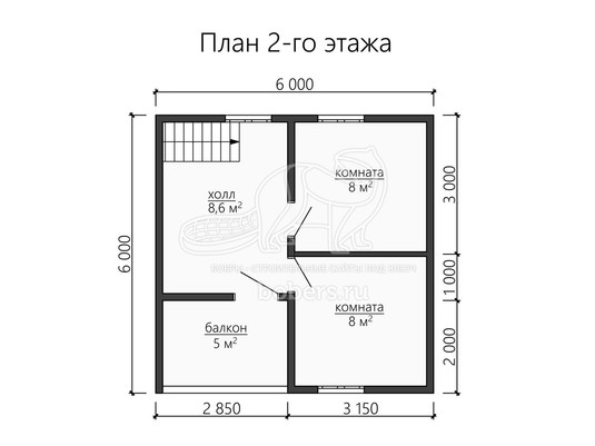 3d проект ББ058 - планировка 2 этажа</div>