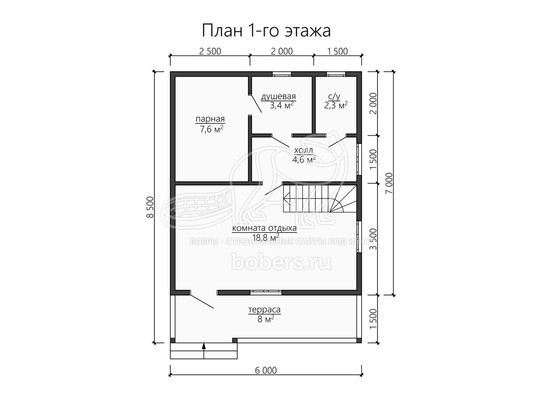 3d проект ББ061 - планировка 1 этажа