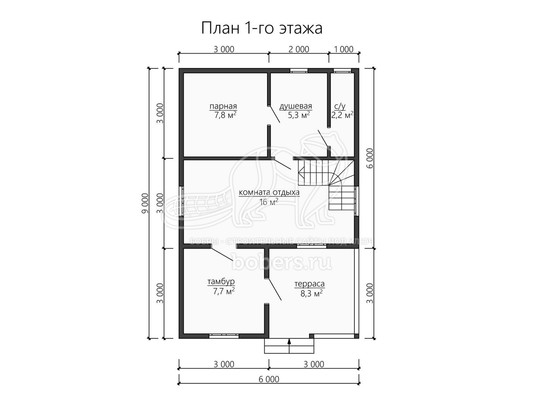 3d проект ББ062 - планировка 1 этажа