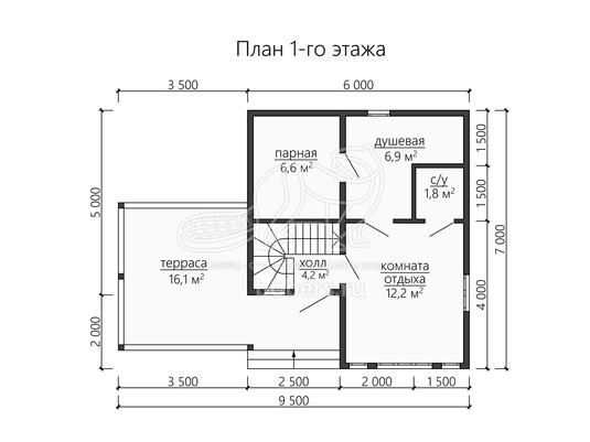 3d проект ББ066 - планировка 1 этажа