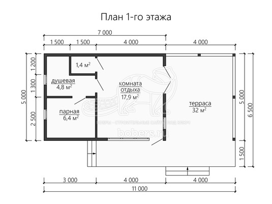 3d проект ББ067 - планировка 1 этажа</div>