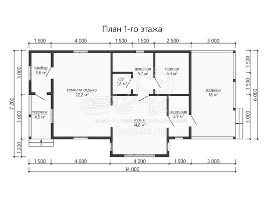 3d проект ББ068 - планировка 1 этажа</div>