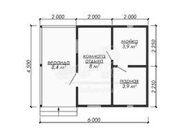 3d проект ББ072 - планировка 1 этажа