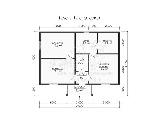 3d проект БК018 - планировка 1 этажа