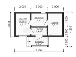 3d проект БК042 - планировка 1 этажа</div>