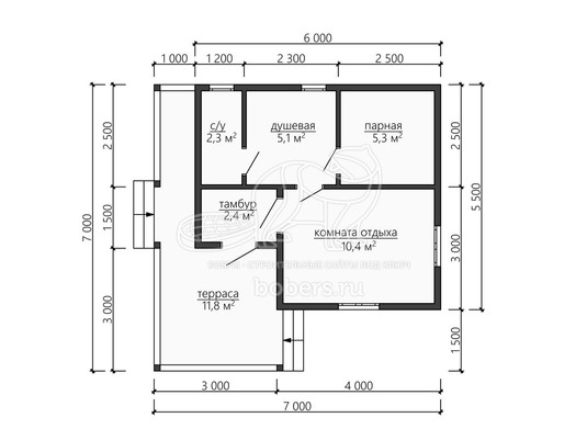 3d проект БК046 - планировка 1 этажа</div>