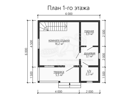 3d проект БК053 - планировка 1 этажа