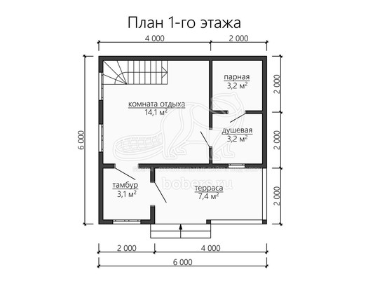 3d проект БК054 - планировка 1 этажа