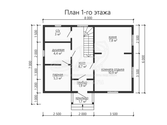 3d проект БК059 - планировка 1 этажа