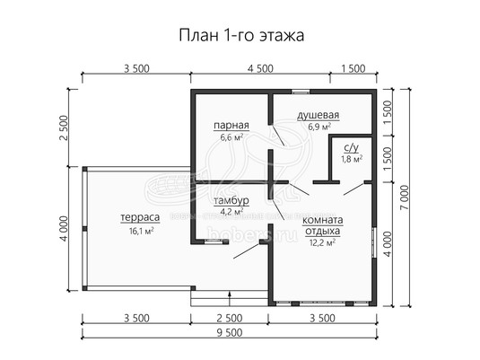 3d проект БК064 - планировка 1 этажа</div>
