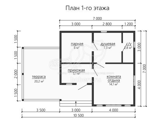 3d проект БК065 - планировка 1 этажа