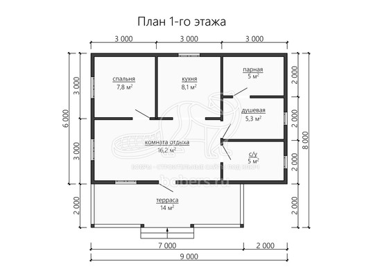 3d проект БК069 - планировка 1 этажа</div>
