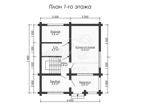 3d проект БО027 - планировка 1 этажа