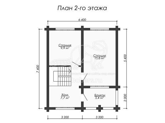 3d проект БО027 - планировка 2 этажа