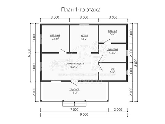3d проект БУ069 - планировка 1 этажа