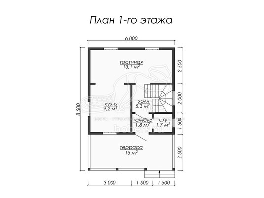 3d проект ДБ003 - планировка 1 этажа