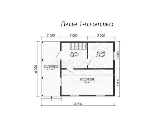 3d проект ДБ005 - планировка 1 этажа