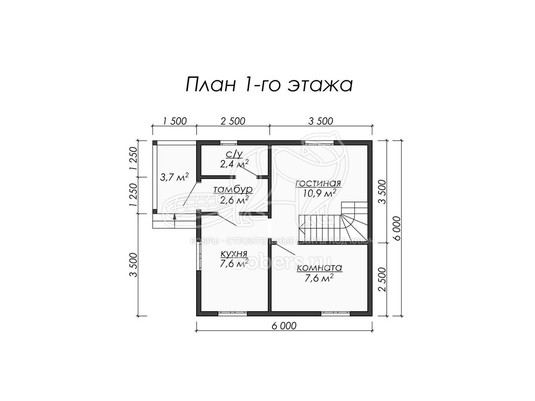 3d проект ДБ006 - планировка 1 этажа
