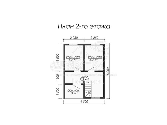 3d проект ДБ007 - планировка 2 этажа