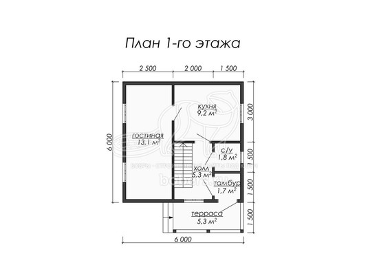 3d проект ДБ008 - планировка 1 этажа