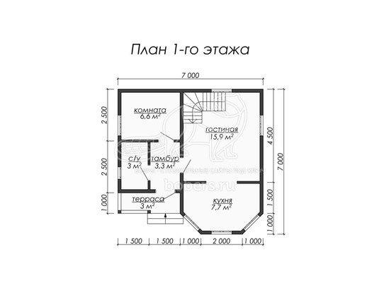 3d проект ДБ012 - планировка 1 этажа