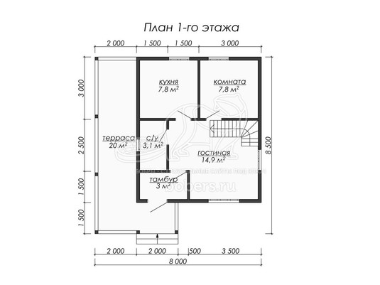 3d проект ДБ016 - планировка 1 этажа