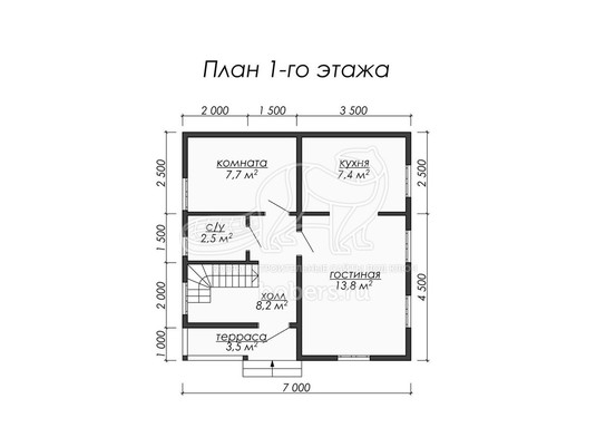3d проект ДБ017 - планировка 1 этажа