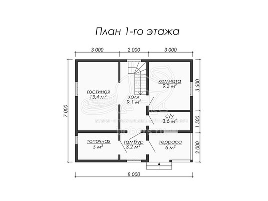 3d проект ДБ022 - планировка 1 этажа