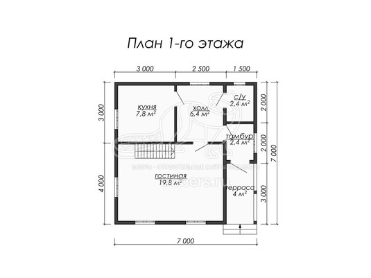 3d проект ДБ026 - планировка 1 этажа