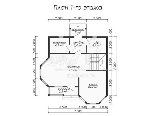 3d проект ДБ029 - планировка 1 этажа