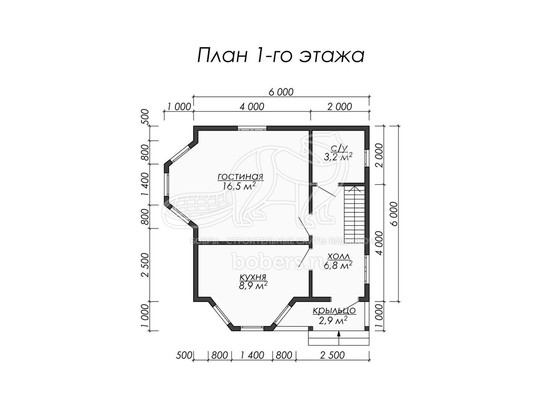 3d проект ДБ030 - планировка 1 этажа