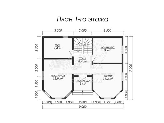 3d проект ДБ032 - планировка 1 этажа