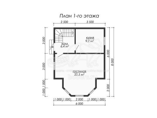 3d проект ДБ034 - планировка 1 этажа