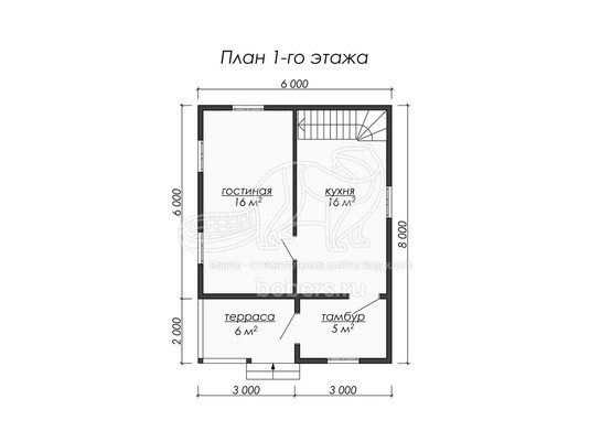 3d проект ДБ035 - планировка 1 этажа