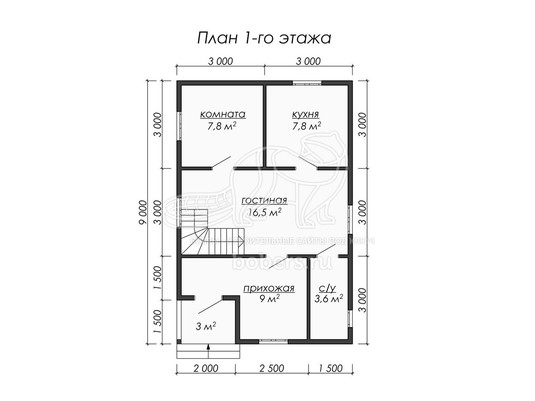 3d проект ДБ037 - планировка 1 этажа