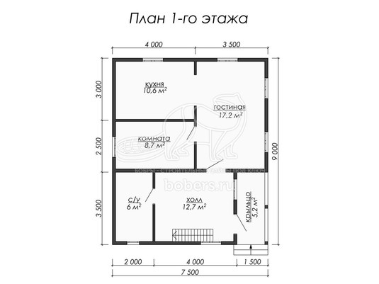 3d проект ДБ041 - планировка 1 этажа