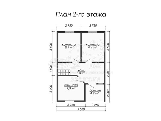 3d проект ДБ042 - планировка 2 этажа