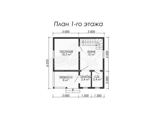 3d проект ДБ043 - планировка 1 этажа