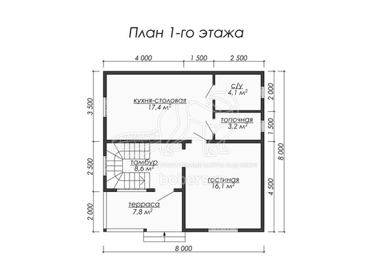 3d проект ДБ045 - планировка 1 этажа