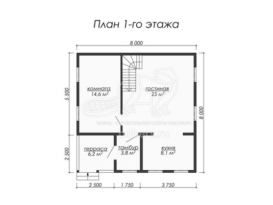 3d проект ДБ048 - планировка 1 этажа