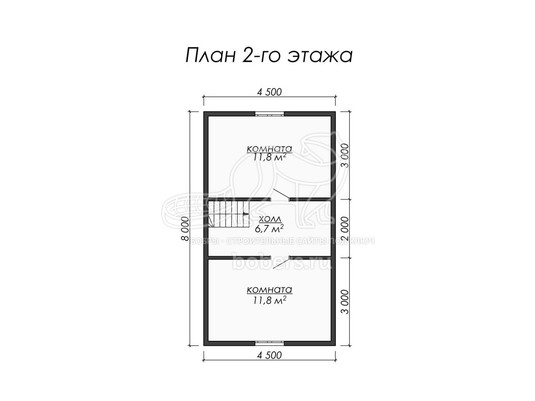 3d проект ДБ050 - планировка 2 этажа