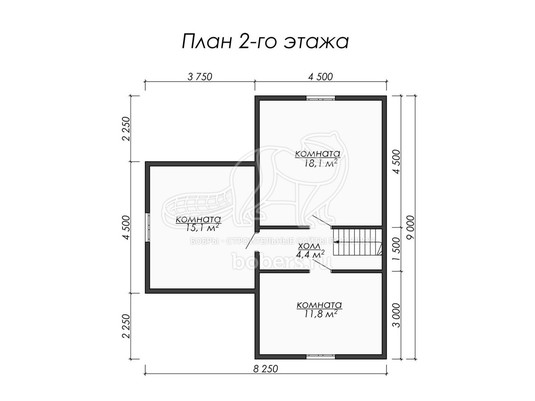3d проект ДБ054 - планировка 2 этажа